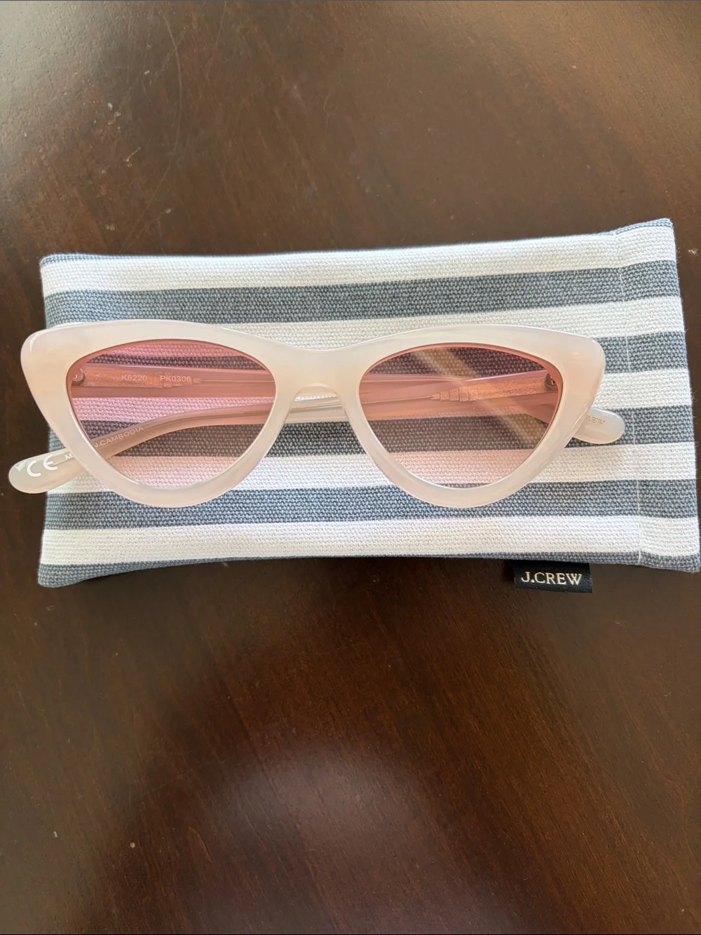 J. Crew Blush Bungalow Cat Eye Sunglasses with Pink Lenses